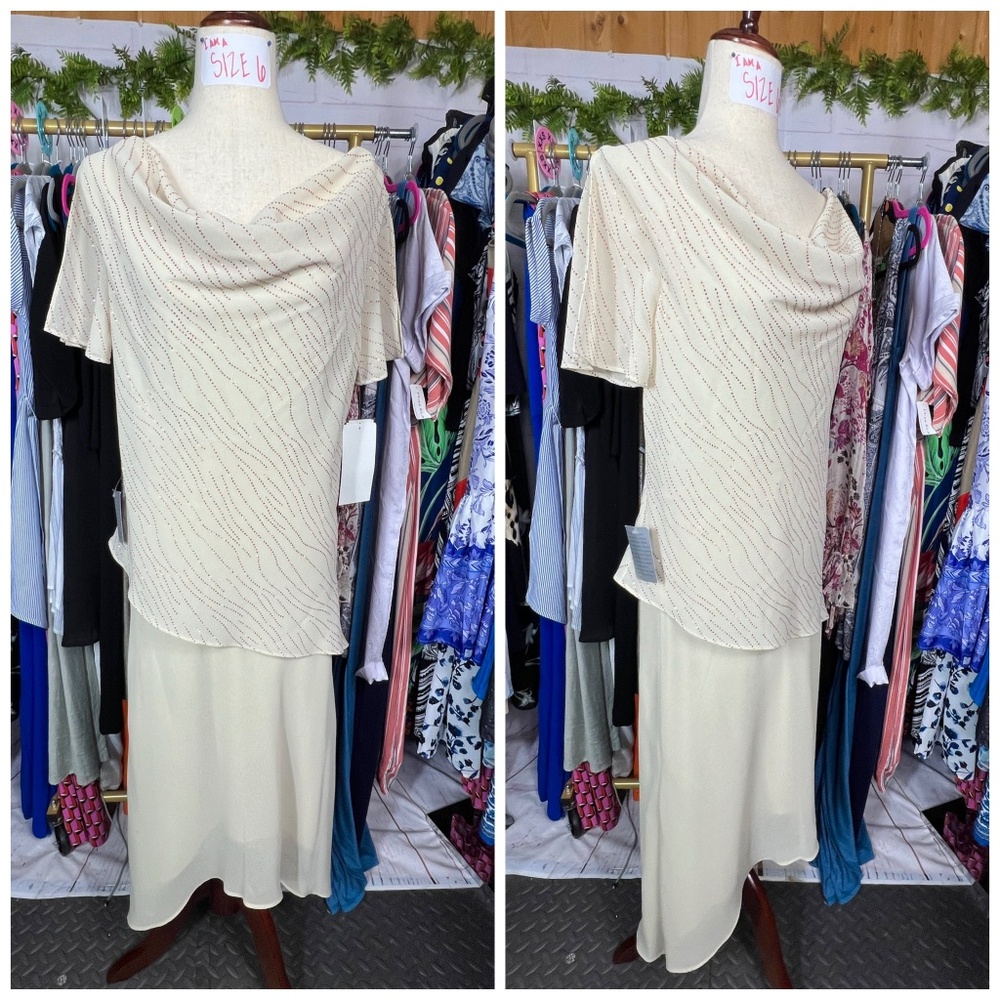 👗 NWT🤩 |•METAPHOR•| Champagne Gold Sparkle Special Occasion Dress